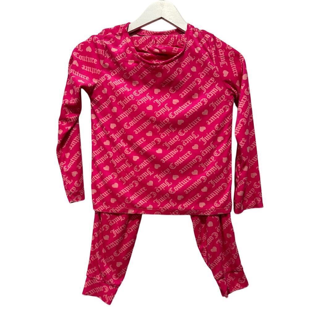 Juicy Couture Girls Size 7 or size 8 Pink Two Piece Pajamas Logo Sleepwear